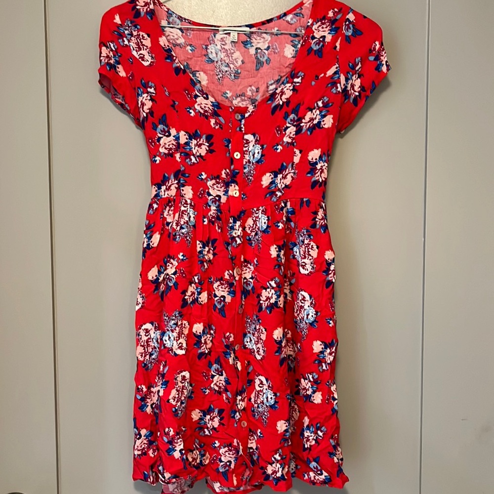 Cute Charlotte Russe size Medium red floral button up dress